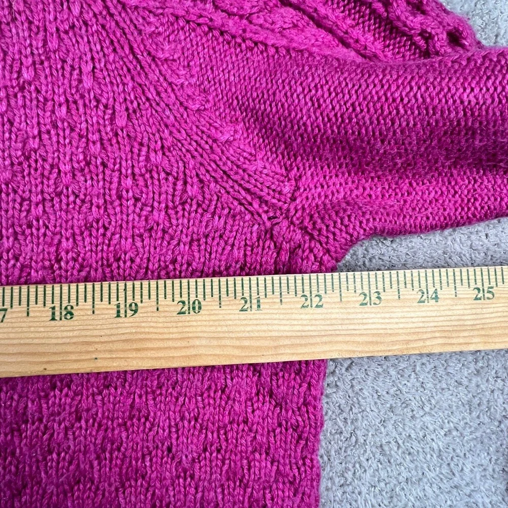 J.Crew Pink Cable‎ Knit Sweater Womens Large Preppy Chunky Textured Cozycore